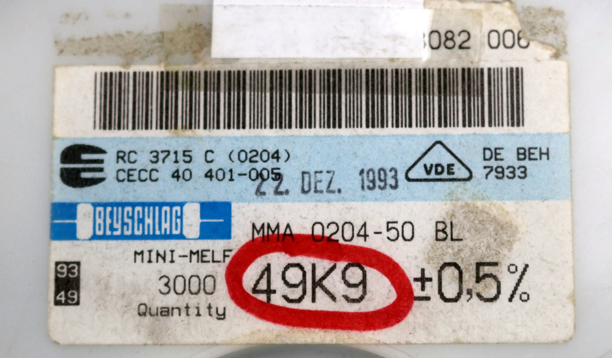 Bild des Artikels BEYSCHLAG-1200x-SMD-Widerstand-49,9kΩ-MINI-MELF-49900-Ohm-Model-MMA-0204-50