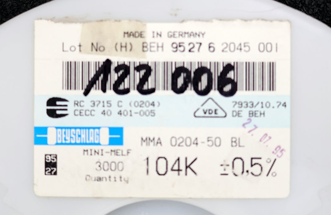 Bild des Artikels BEYSCHLAG-400x-SMD-Widerstand-104kΩ-MINI-MELF-104000-Ohm-Model-MMA-0204-50