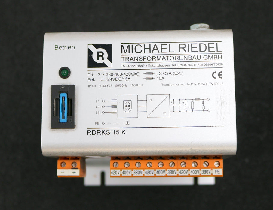 Bild des Artikels MICHAL-RIEDEL-Transformator-RDRKS-15-K-Pri:-380-400-420VAC-Sek:-24VDC-15A