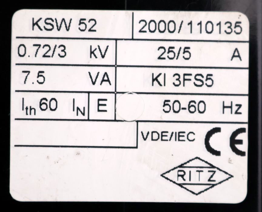 Bild des Artikels RITZ-Niederspannungs-Wickel-Stromwandler-KSW-52-0,72/3kV-25/5A-7,5VA-50-60Hz