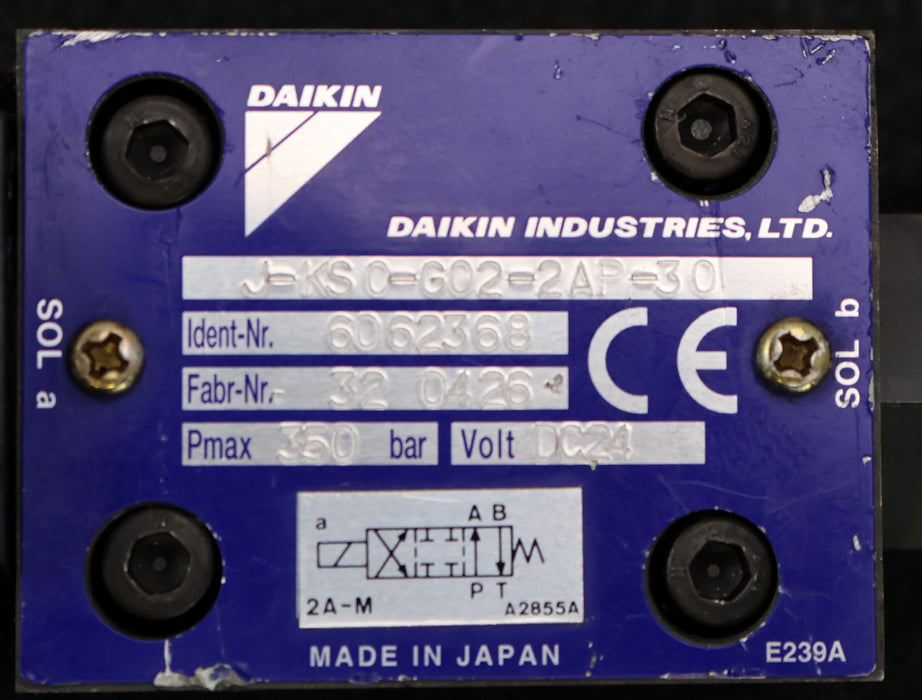 Bild des Artikels SAUER-DAIKIN-Hydraulikventil-J-KS0-G02-2AP-30-Ident-Nr.-6062368-max.-250bar