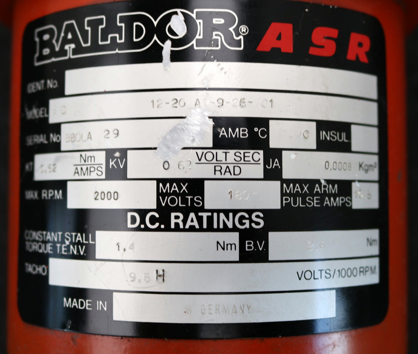 Bild des Artikels BALDOR-A.S.R.-SERVOTRON-Servo-Motor-SD-12-20-A1-9-26-701-max.-2000rpm-0,62Nm/A