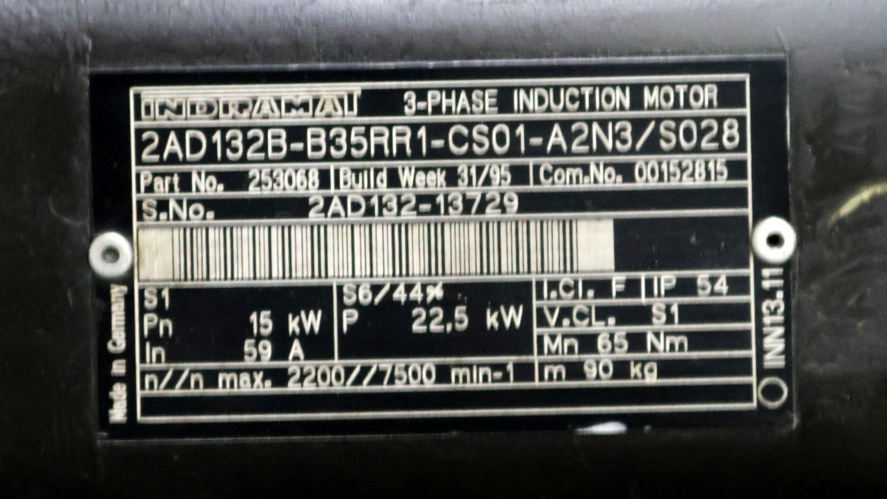 Bild des Artikels INDRAMAT-Induktion-Motor-2AD132B-B35RR1-CS01-A2N3/S028-Part-No.-253068-P22,5kW