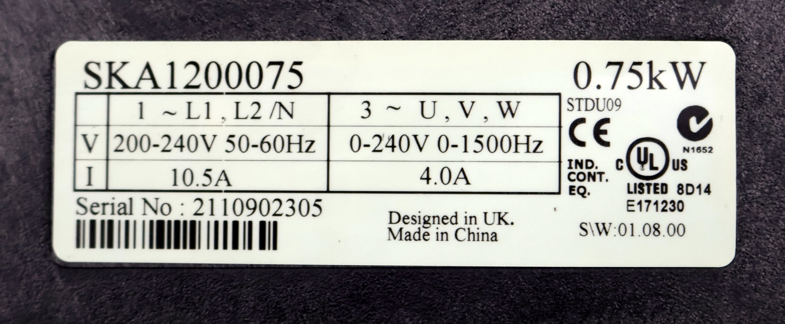 Bild des Artikels EMERSON-COMMANDER-SK-Frequenzumrichter-SKA1200075-0,75kW-200-240V-50-60Hz-10,5A