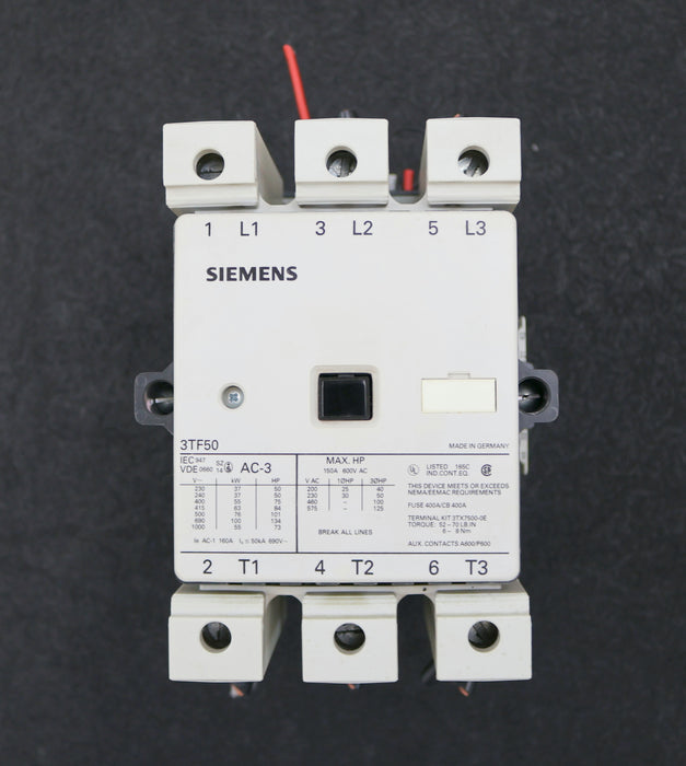 Bild des Artikels SIEMENS-Leistungsschütz-3TF5022-0AL2-Spulenspannung-230VAC-50/60Hz-gebraucht