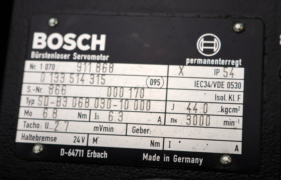 Bild des Artikels BOSCH-Servomotor-SD-B3.068.030-10.000-Mat.Nr.-1070911868-6,8Nm-Io=-6,3A