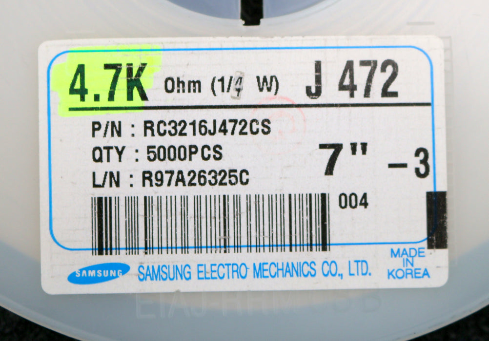 Bild des Artikels SAMSUNG-5000x-SMD-Widerstand-4,7kΩ-1206-4700-Ohm-Model-RC3216J472CS