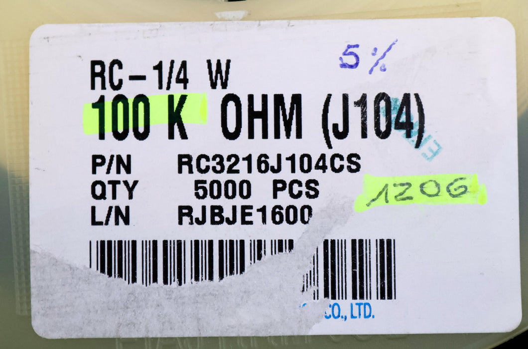 Bild des Artikels SAMSUNG-3000x-SMD-Widerstand-100kΩ-1206-100000-Ohm-Model-RC3216J104CS