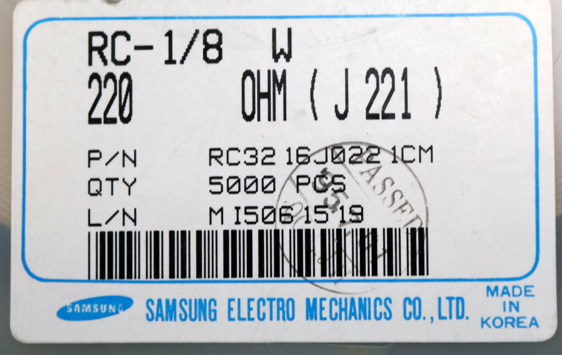 Bild des Artikels SAMSUNG-3000x-SMD-Widerstand-220Ω-RC-1/8W-1206-220-Ohm-Model-RC3216J0221CM
