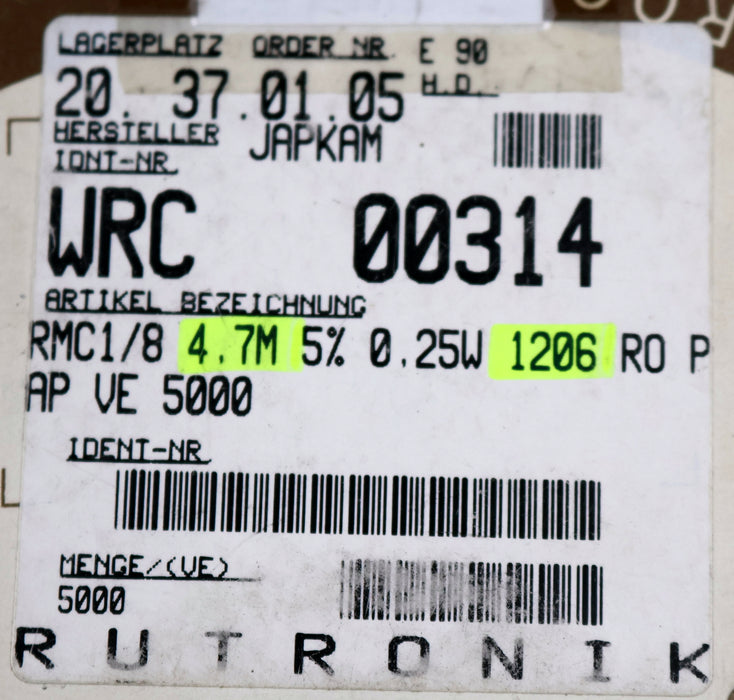 Bild des Artikels KAMAYA-ELECTRIC-3500x-SMD-Widerstand-4,7MΩ-RMC-1/8-475J-4700000-Ohm