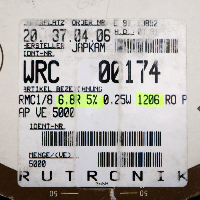 Bild des Artikels KAMAYA-ELECTRIC-4500x-SMD-Widerstand-6,8kΩ-RMC-1/8-689J-6800-Ohm-Model-72-5RU