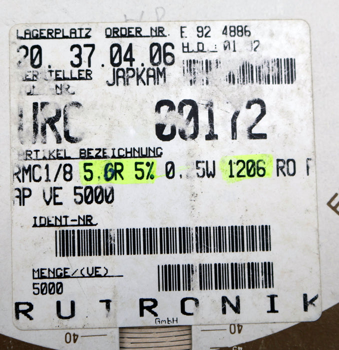 Bild des Artikels KAMAYA-ELECTRIC-5000x-SMD-Widerstand-5,6Ω-RMC-1/8-569J-5,6-Ohm-Model-72-5RU