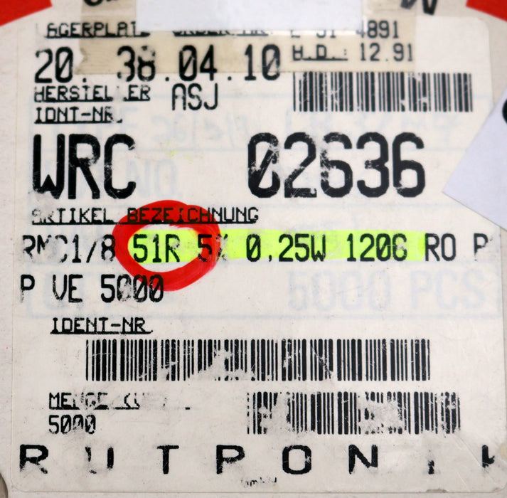 Bild des Artikels ASJ-ELECTRONICS-2000x-SMD-Widerstand-51Ω-RMC1/8-1206-CR-32-51-Ohm