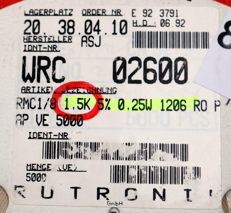 Bild des Artikels ASJ-ELECTRONICS-800x-SMD-Widerstand-1,5kΩ-RMC1/8-1206-CR-32-1500-Ohm