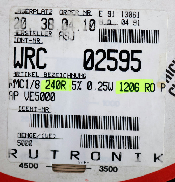 Bild des Artikels ASJ-ELECTRONICS-4500x-SMD-Widerstand-240Ω-RMC1/8-1206-CR-32-240-Ohm