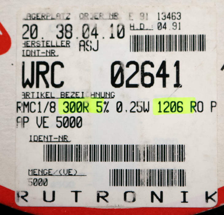 Bild des Artikels ASJ-ELECTRONICS-4500x-SMD-Widerstand-300Ω-RMC1/8-1206-CR-32-300-Ohm