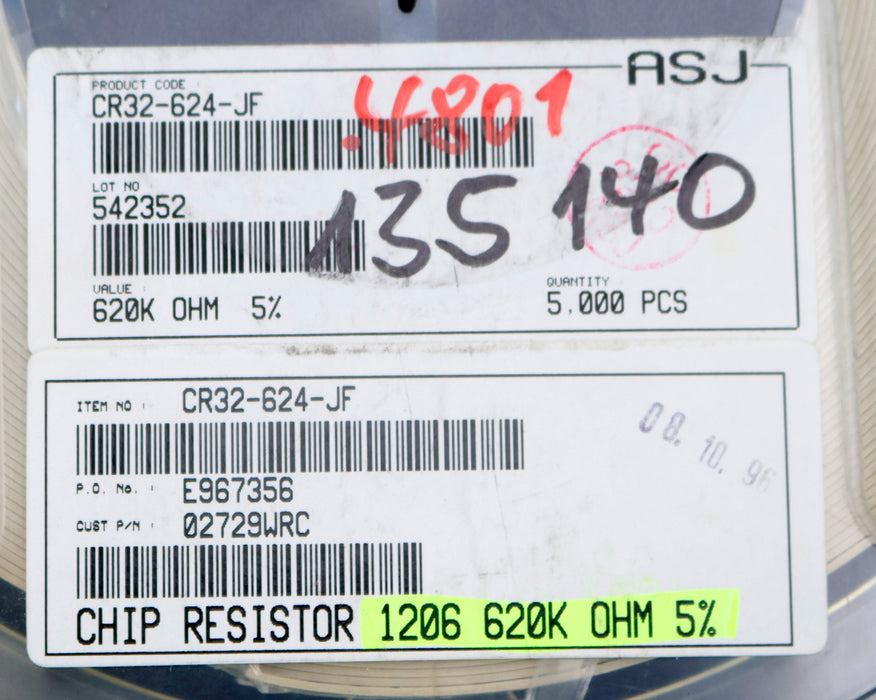 Bild des Artikels ASJ-ELECTRONICS-3500x-SMD-Widerstand-620kΩ-1206-CR32-624-JF-620000-Ohm