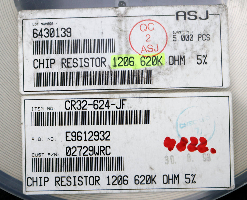 Bild des Artikels ASJ-ELECTRONICS-5000x-SMD-Widerstand-620kΩ-1206-CR32-624-JF-620000-Ohm