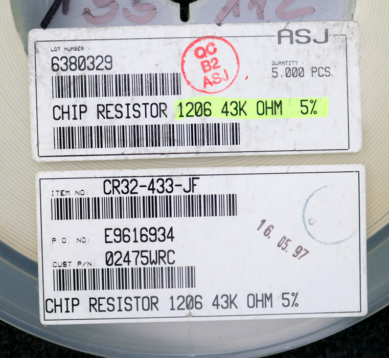 Bild des Artikels ASJ-ELECTRONICS-3000x-SMD-Widerstand-43kΩ-1206-CR32-433-JF-43000-Ohm