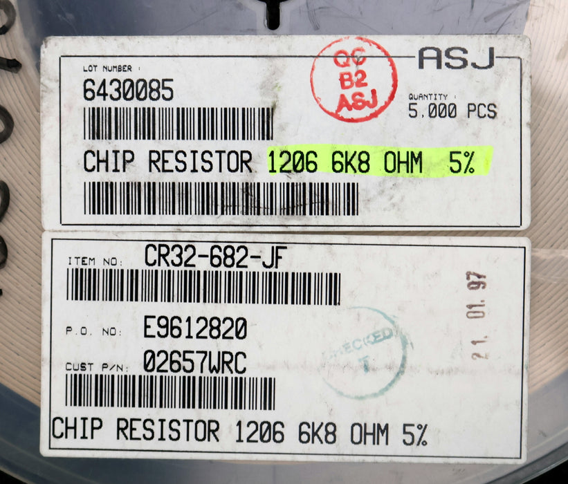 Bild des Artikels ASJ-ELECTRONICS-4000x-SMD-Widerstand-6,8kΩ-1206-CR32-682-JF-6800-Ohm