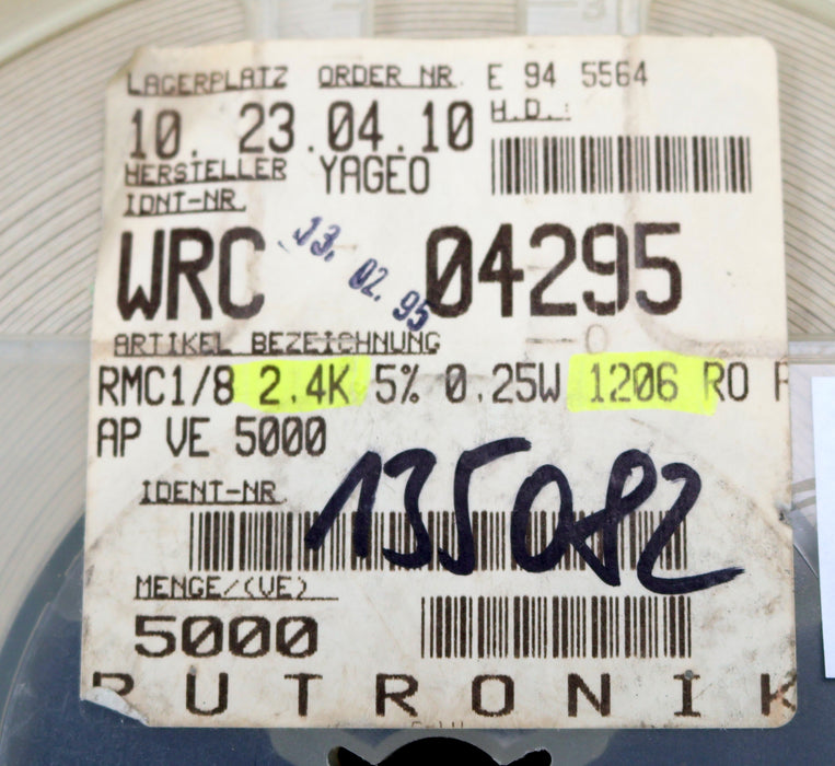 Bild des Artikels YAGEO-5000x-SMD-Widerstand-2,4kΩ-RC-06-1206-1/4W-2400-Ohm-Model-WRC04295