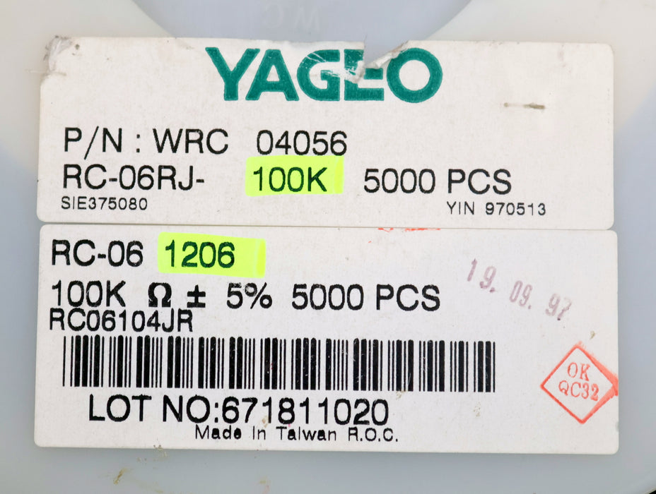 Bild des Artikels YAGEO-2000x-SMD-Widerstand-100kΩ-RC-06-1206-100000-Ohm-Model-WRC04056