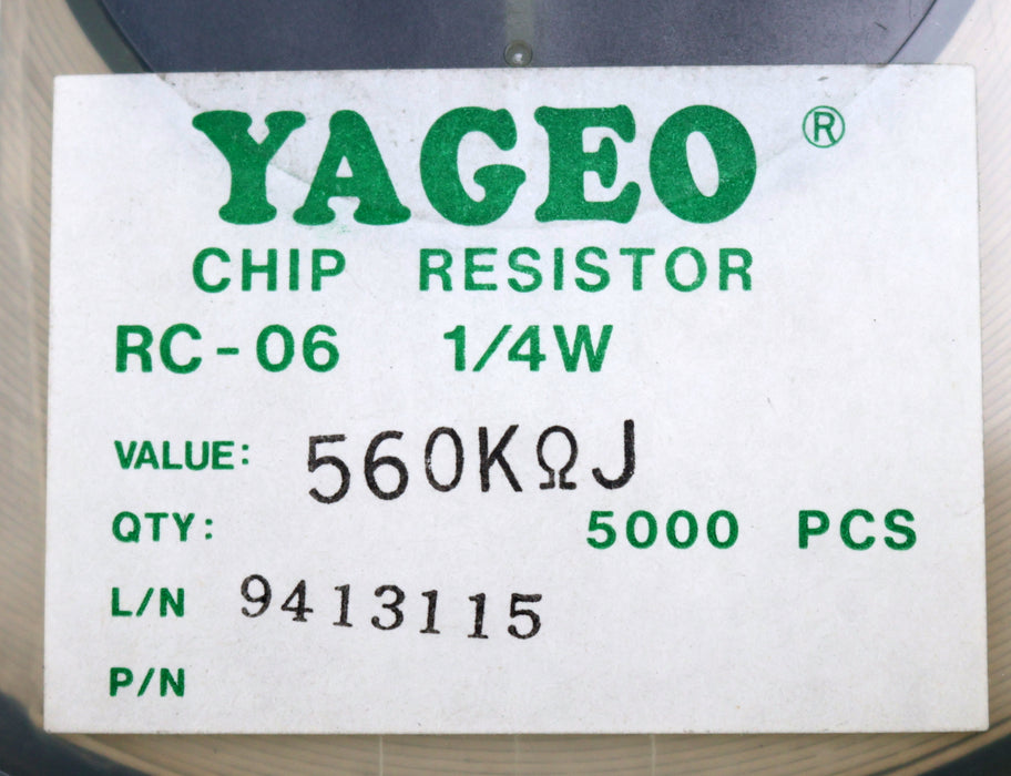 Bild des Artikels YAGEO-4500x-SMD-Widerstand-560kΩ-RMC1/8-1206-560000-Ohm-Model-WRC04052