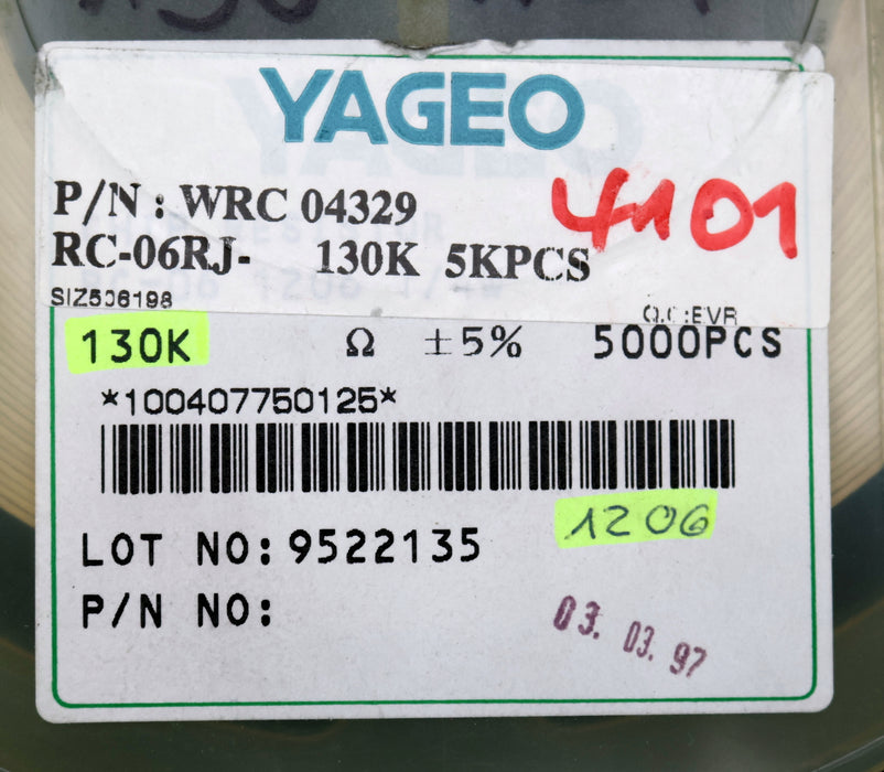 Bild des Artikels YAGEO-2000x-SMD-Widerstand-130kΩ-RC-06RJ-1206-130000-Ohm-Model-WRC04329