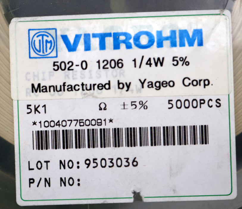 Bild des Artikels VITROHM-2500x-SMD-Widerstand-5,1kΩ-RC1206-5100-Ohm-Model-502-0