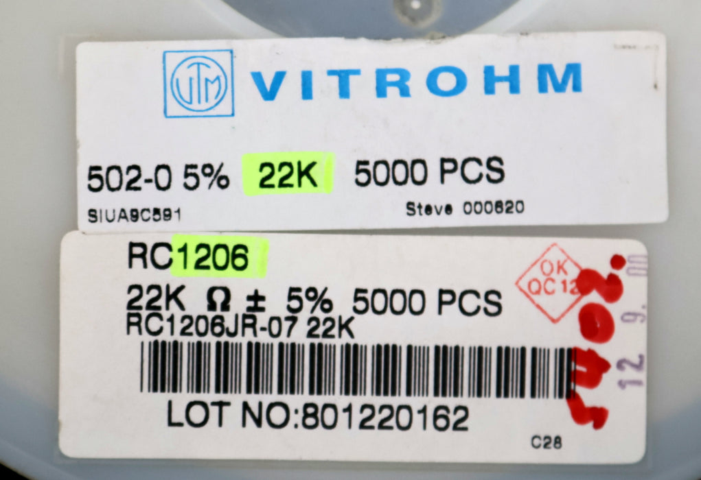 Bild des Artikels VITROHM-4900x-SMD-Widerstand-22kΩ-RC1206-22000-Ohm-Model-502-0