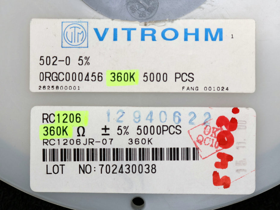Bild des Artikels VITROHM-4500x-SMD-Widerstand-360kΩ-RC1206-360000-Ohm-Model-502-0