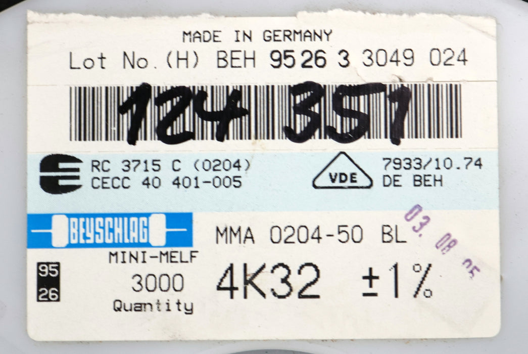 Bild des Artikels BEYSCHLAG-3000x-SMD-Widerstand-4,32kΩ-MINI-MELF-4320-Ohm-Model-MMA-0204-50