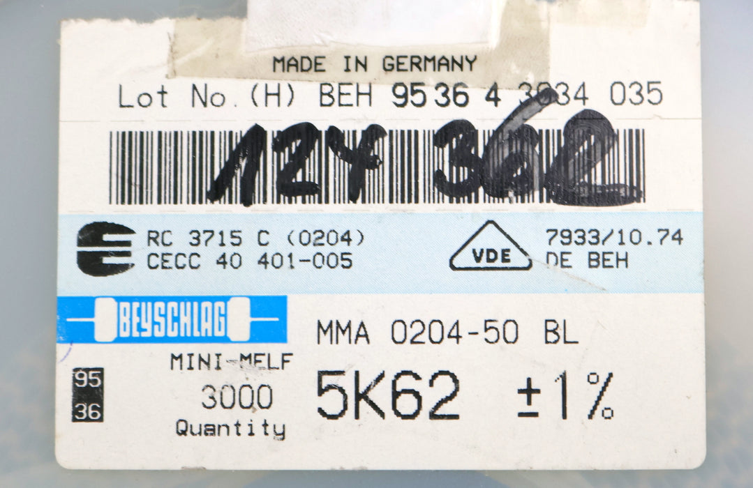 Bild des Artikels BEYSCHLAG-1000x-SMD-Widerstand-5,62kΩ-MINI-MELF-5620-Ohm-Model-MMA-0204-50