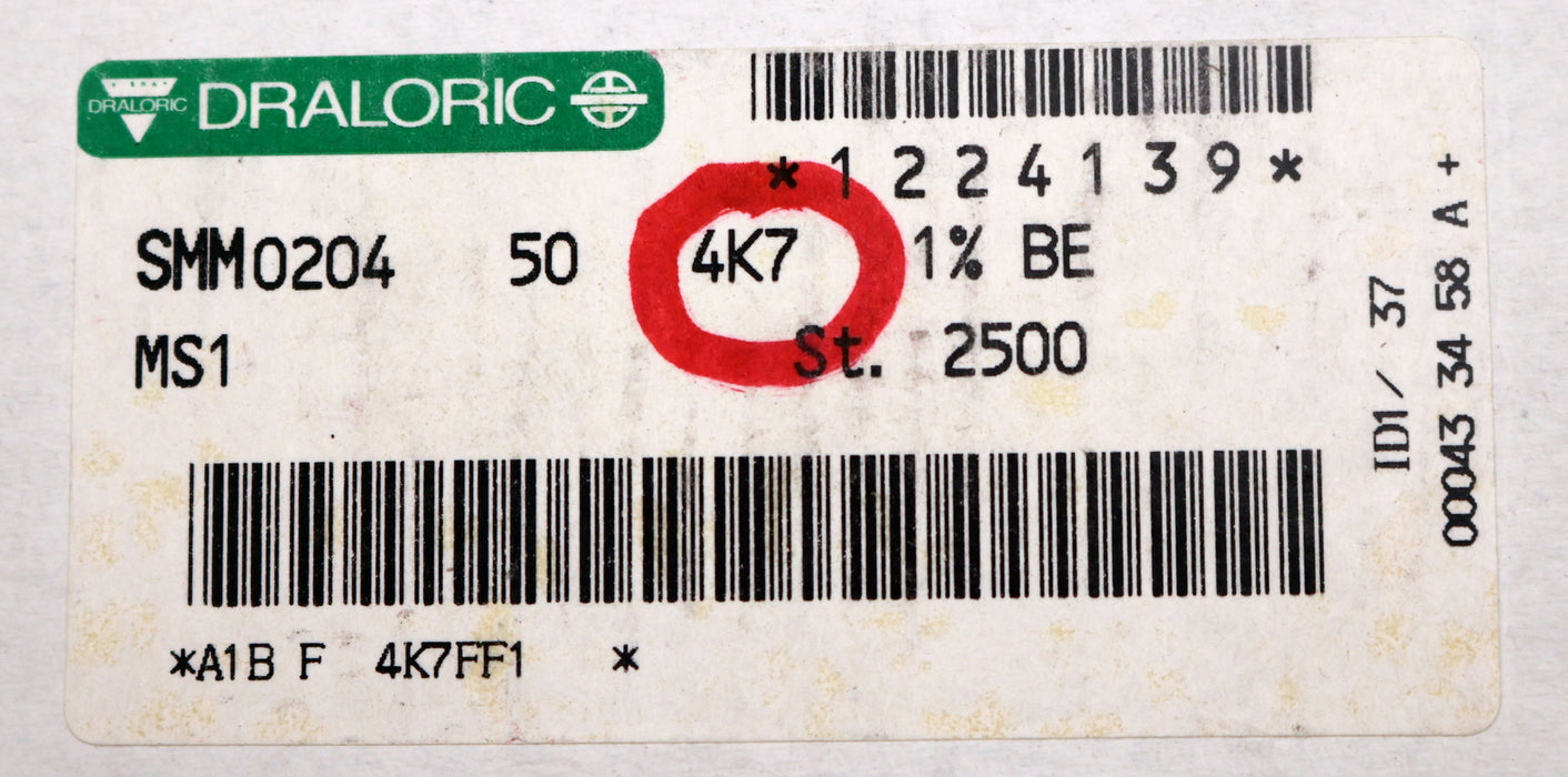 Bild des Artikels DRALORIC-2000x-SMD-Widerstand-4,7kΩ-MINI-MELF-4700-Ohm-Model-SMM0204