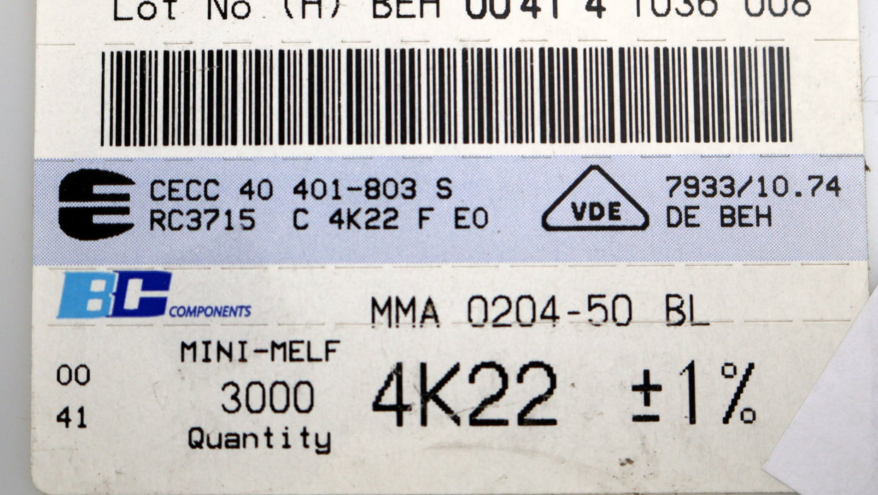 Bild des Artikels BC-COMPONENTS-3000x-SMD-Widerstand-4,22kΩ-MINI-MELF-4220-Ohm-Model-MMA-0204-50