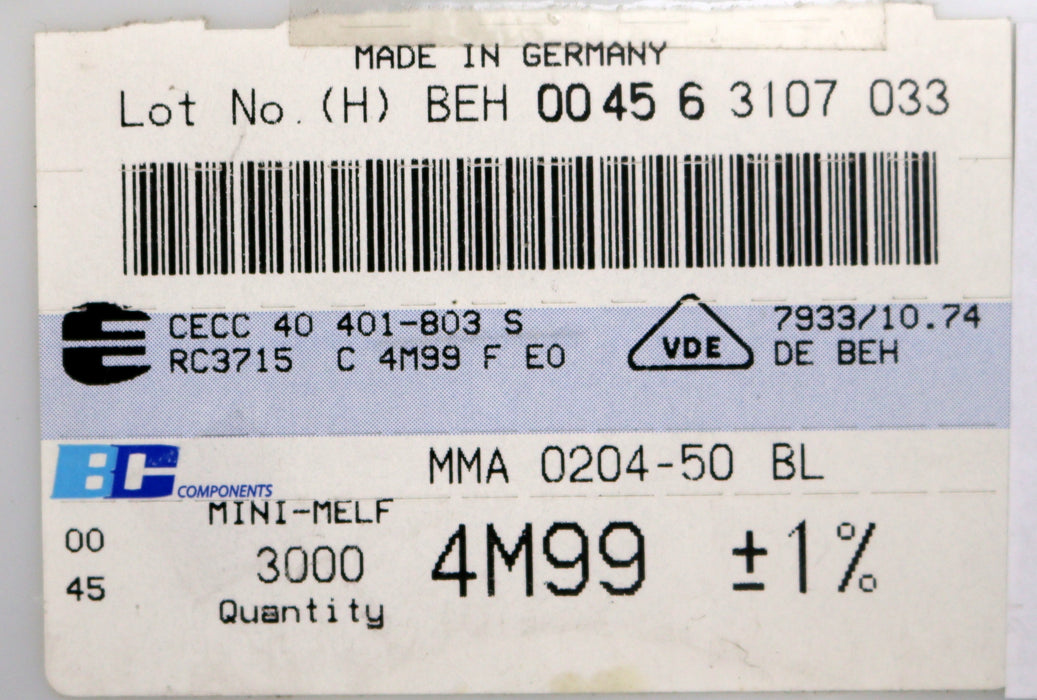 Bild des Artikels BC-COMPONENTS-2800x-SMD-Widerstand-4,99MkΩ-MINI-MELF-4990000-Ohm