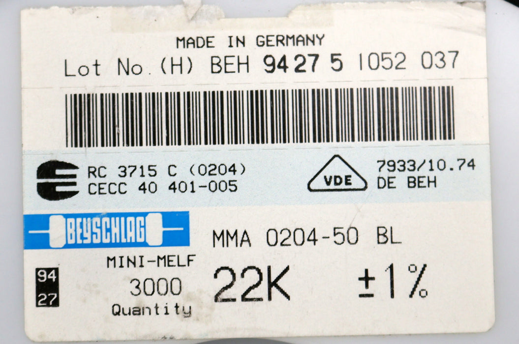 Bild des Artikels BEYSCHLAG-3000x-SMD-Widerstand-22kΩ-MINI-MELF-22000-Ohm-Model-MMA-0204-50