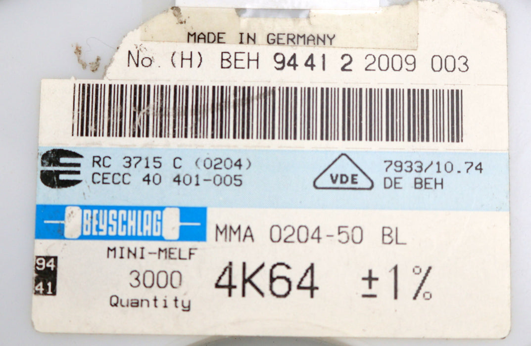 Bild des Artikels BEYSCHLAG-2800x-SMD-Widerstand-4,64kΩ-MINI-MELF-4640-Ohm-Model-MMA-0204-50