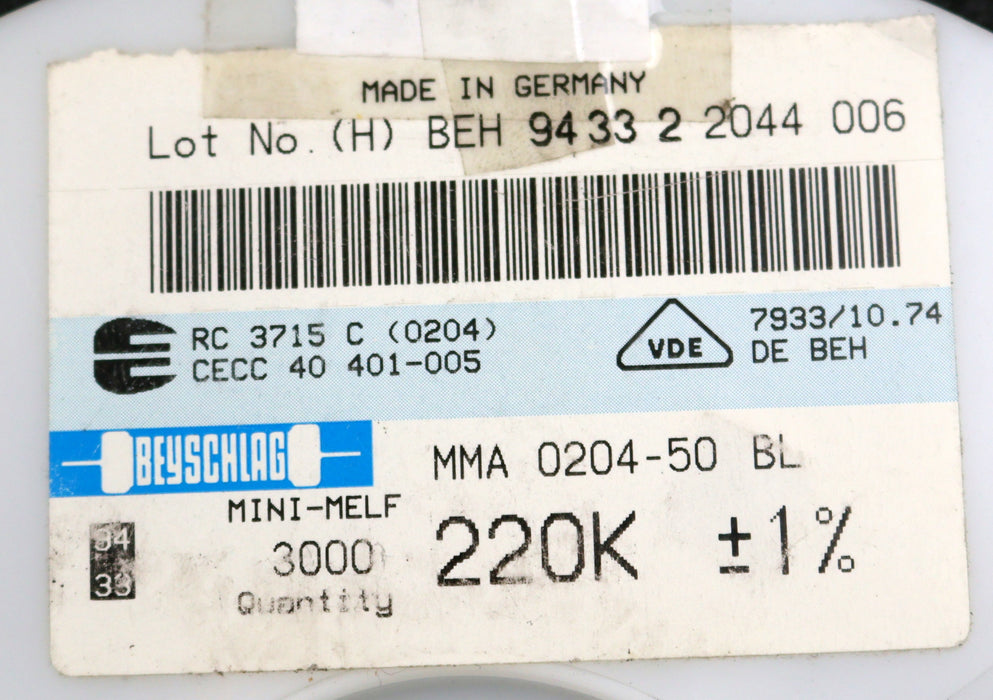 Bild des Artikels BEYSCHLAG-3000x-SMD-Widerstand-220kΩ-MINI-MELF-220000-Ohm-Model-MMA-0204-50
