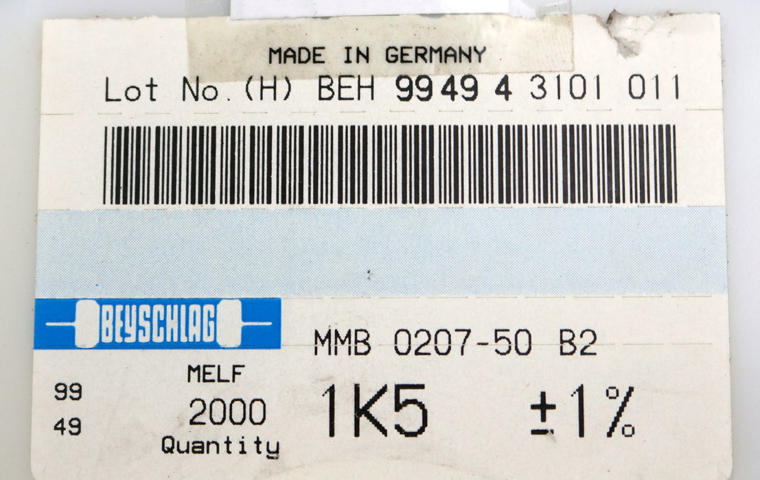 Bild des Artikels BEYSCHLAG-2000x-SMD-Widerstand-1,5kΩ-MELF-1500-Ohm-Model-MMA-0207-50