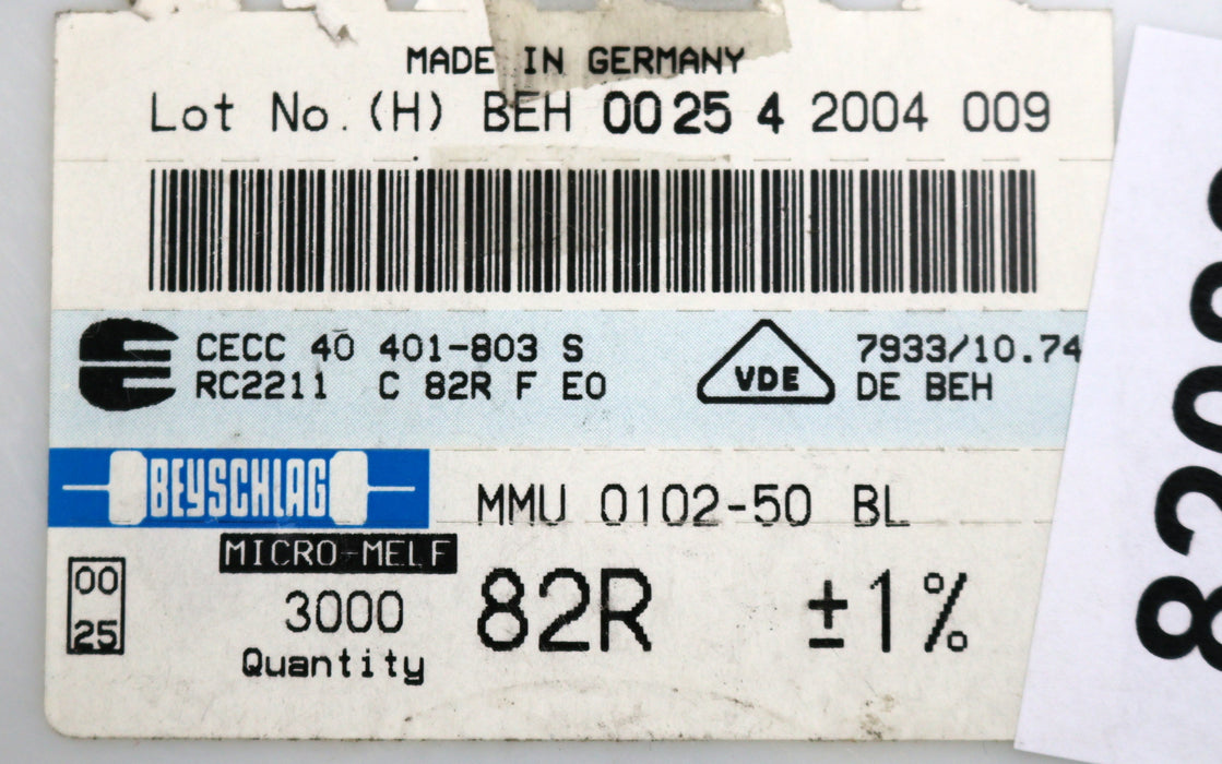 Bild des Artikels BEYSCHLAG-3000x-SMD-Widerstand-82Ω-MICRO-MELF-82-Ohm-Model-MMV-0102-50