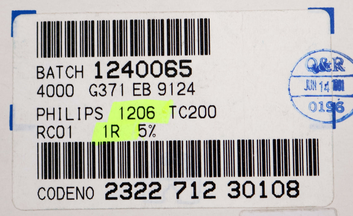 Bild des Artikels PHILIPS-4000x-SMD-Widerstand-1Ω-1206-RC01-1-Ohm-Model-TC200-232271230108