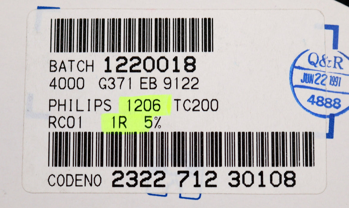 Bild des Artikels PHILIPS-3800x-SMD-Widerstand-1Ω-1206-RC01-1-Ohm-Model-TC200-232271230108