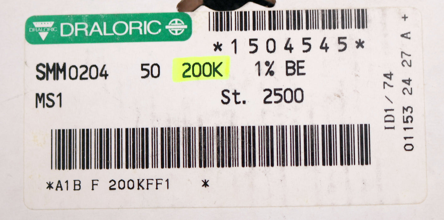 Bild des Artikels DRALORIC-1500x-SMD-Widerstand-200kΩ-124-514-MS1-200000-Ohm-Model-SMM0204