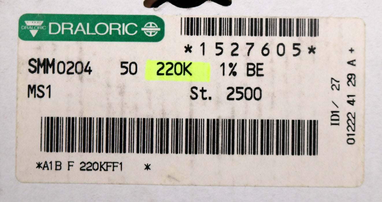 Bild des Artikels DRALORIC-500x-SMD-Widerstand-220kΩ-124-518-MS1-220000-Ohm-Model-SMM0204