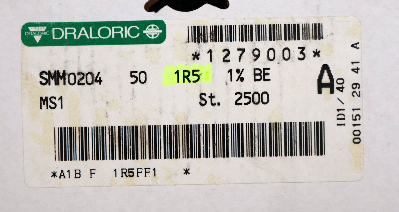 Bild des Artikels DRALORIC-2500x-SMD-Widerstand-1,5Ω-124-018-MS1-1,5-Ohm-Model-SMM0204