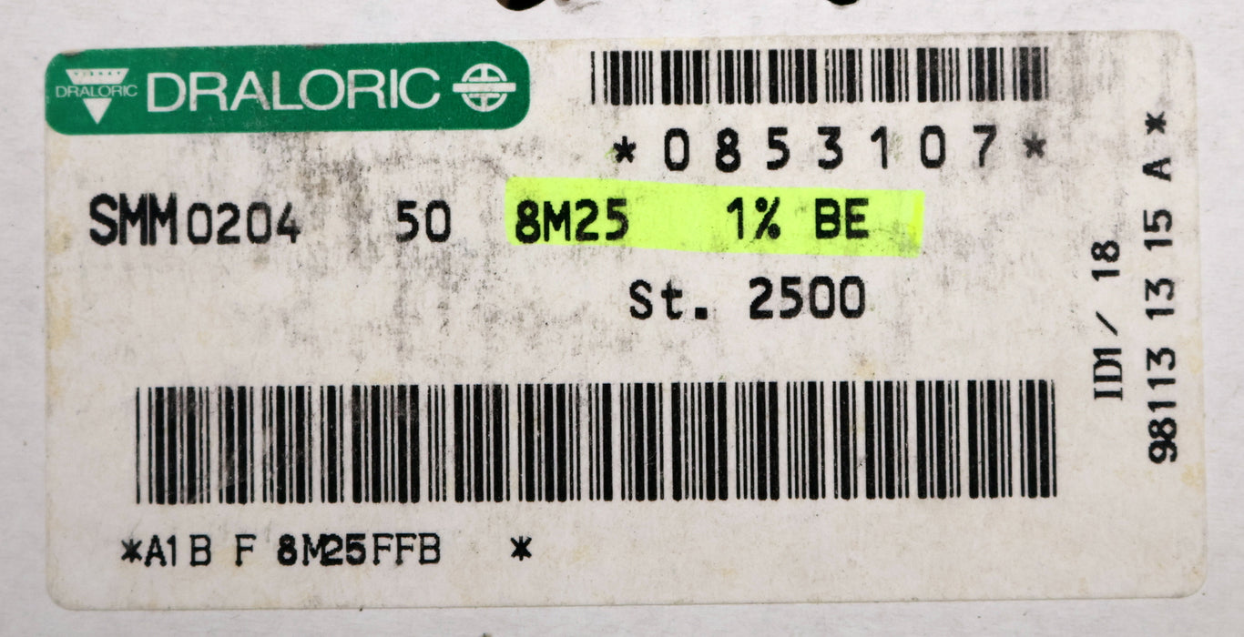 Bild des Artikels DRALORIC-2000x-SMD-Widerstand-8,25MΩ-124-630-MS1-8250000-Ohm-Model-SMM0204