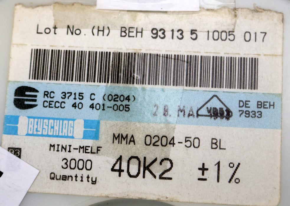 Bild des Artikels BEYSCHLAG-1400x-SMD-Widerstand-40,2kΩ-MINI-MELF-40200-Ohm-Model-MMA-0204-50