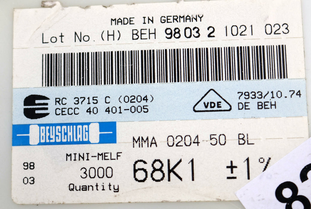 Bild des Artikels BEYSCHLAG-2700x-SMD-Widerstand-68,1kΩ-MINI-MELF-68100-Ohm-Model-MMA-0204-50