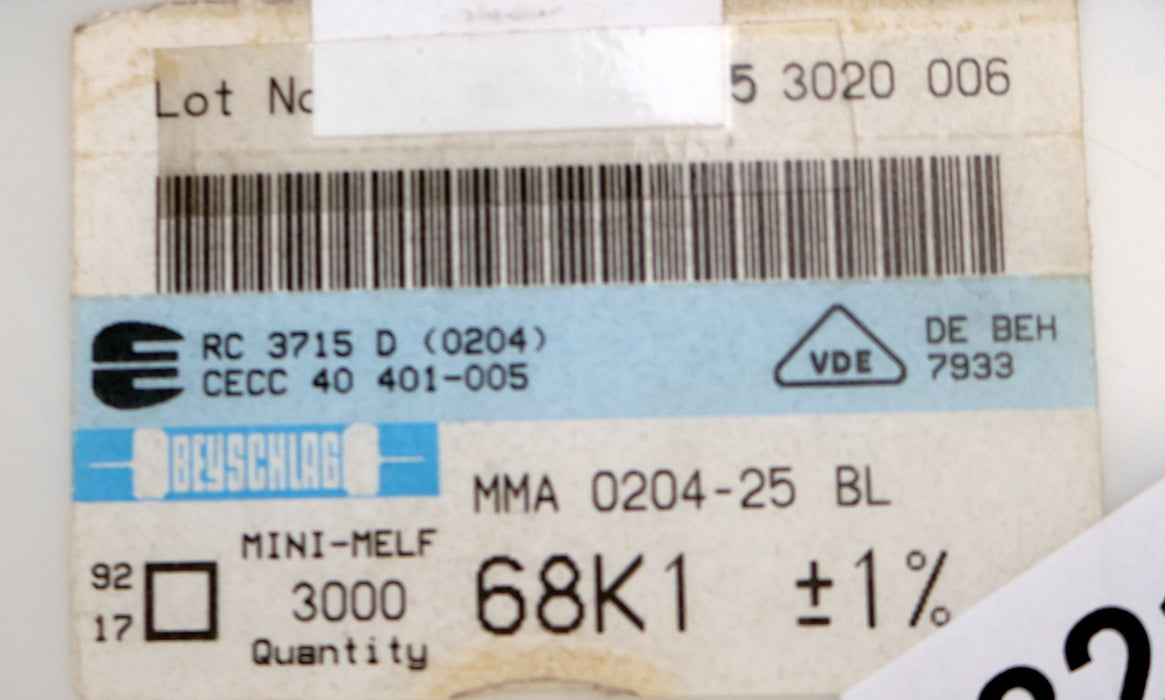 Bild des Artikels BEYSCHLAG-2700x-SMD-Widerstand-68,1kΩ-MINI-MELF-68100-Ohm-Model-MMA-0204-25